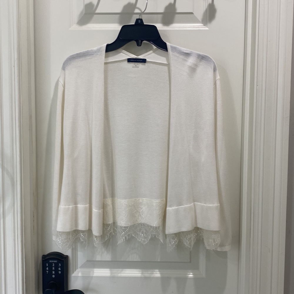 Tommy Hilfiger women’s off-white lace trimmed cardigan
